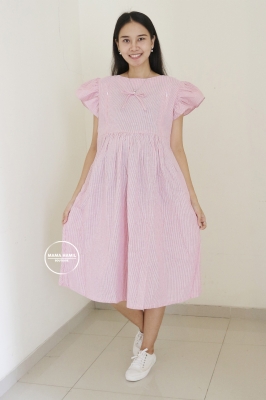 Dress Hamil Menyusui Stripe Garis Simple - DRO 1002 Pink